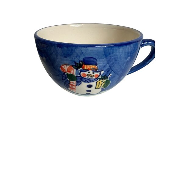 Snowman Christmas Ceramic Dinnerware Set 4-Piece Handcrafted Plate Bowl Cup Holi - Picture 5 of 7